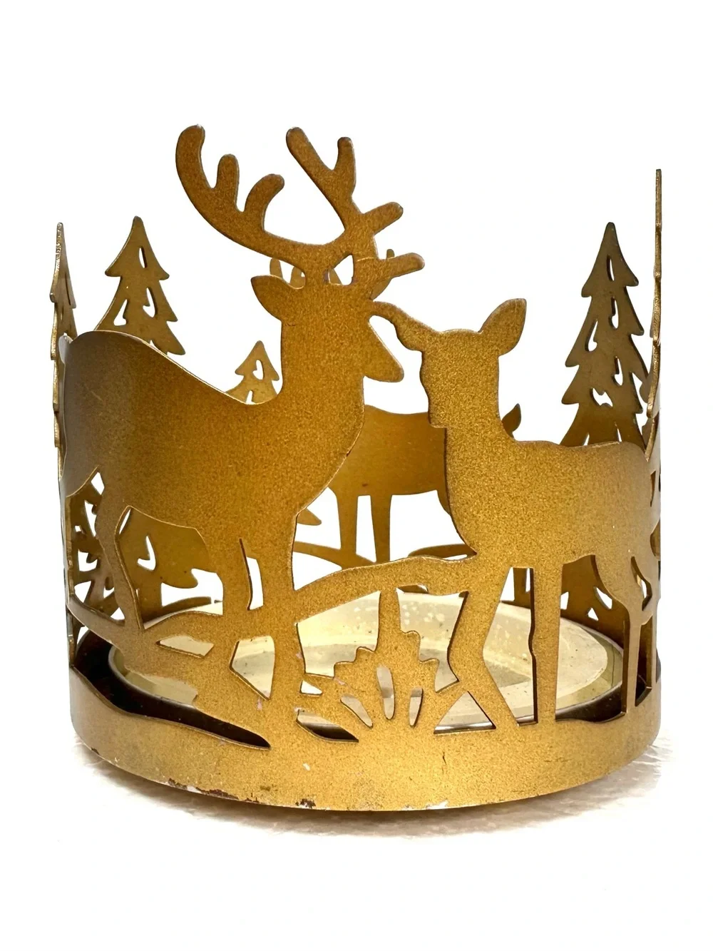 Sonoma Reindeer Woodland Theme Glass Jar Candle Holder